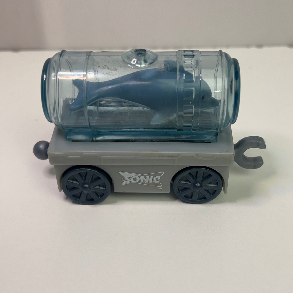 Sonic Drive-In Wacky Pack Toy Train Car Dolphin Tank Blue Gray 2009